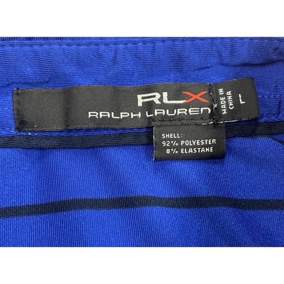 RLX Ralph Lauren Performance For Polo Shirt Men Size L Blue Striped Stretch - Picture 4 of 11
